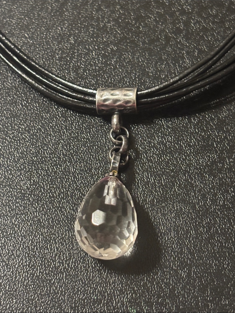 Silpada Black Multi-Strand Necklace with Faceted Rock Crystal Drop